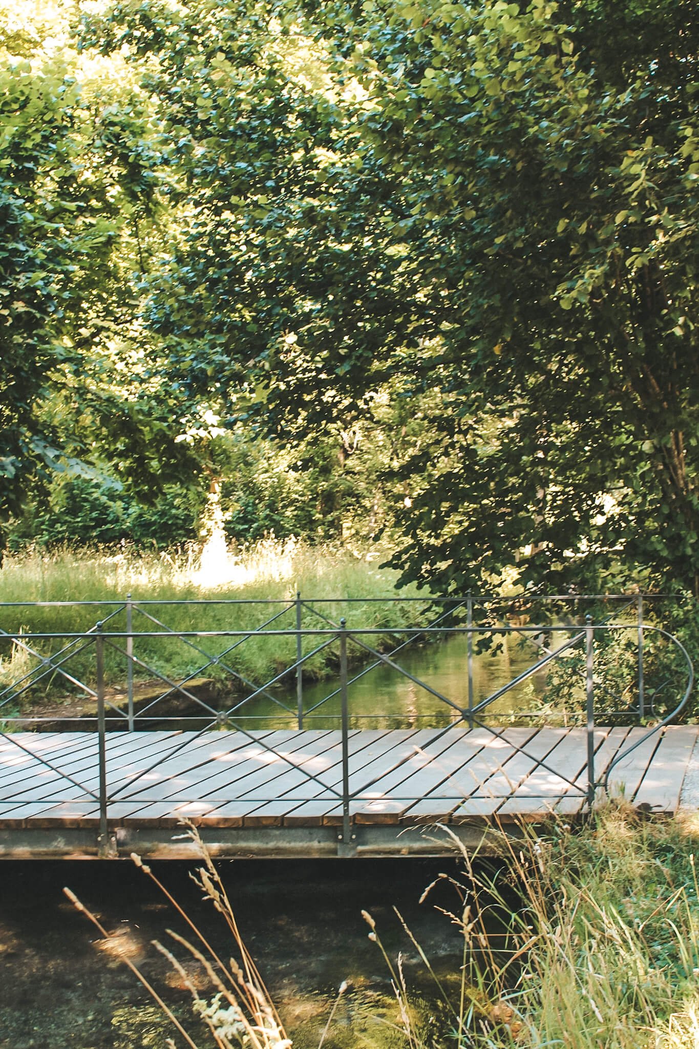 Brücke im Wald mit kleinem Bach