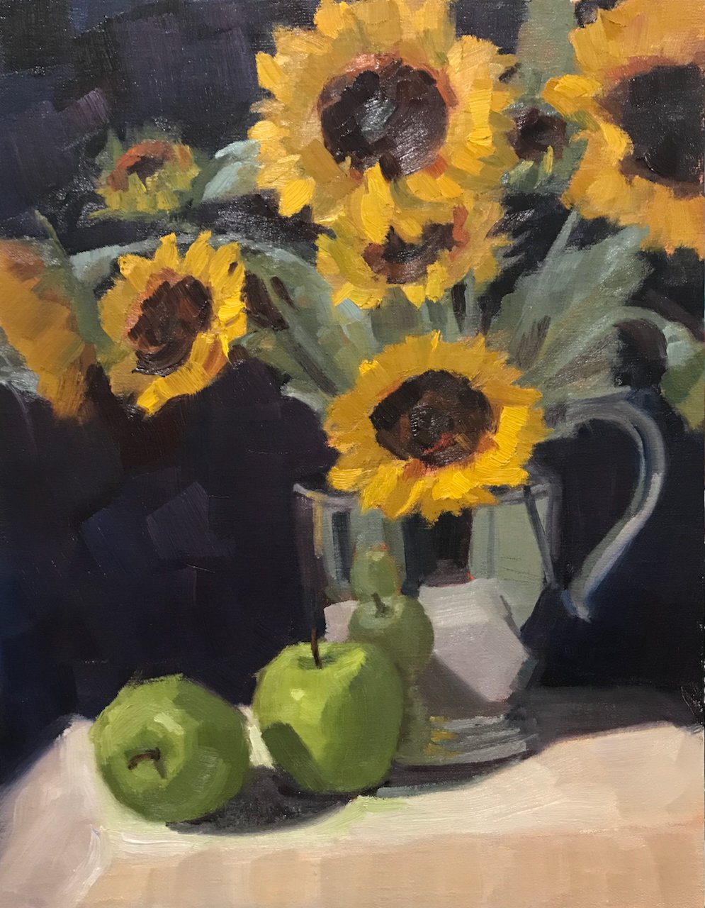 Sunflowers and Green Apples