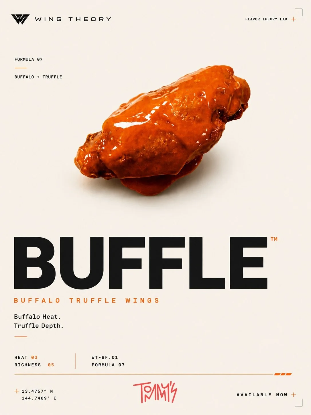 Balance tang with earthy funk.

Increase richness with 25% butter.

Decrease water content to extend crisp time.

Toss with vigor.

Top off with remaining Buffle sauce.

Dip.