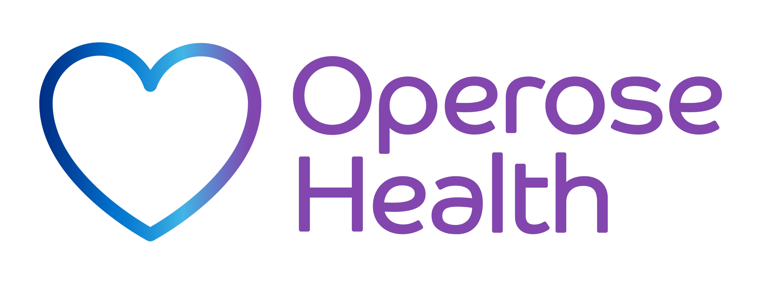 A logo with a heart outline in blue and purple next to the text 'Operose Health' in purple.