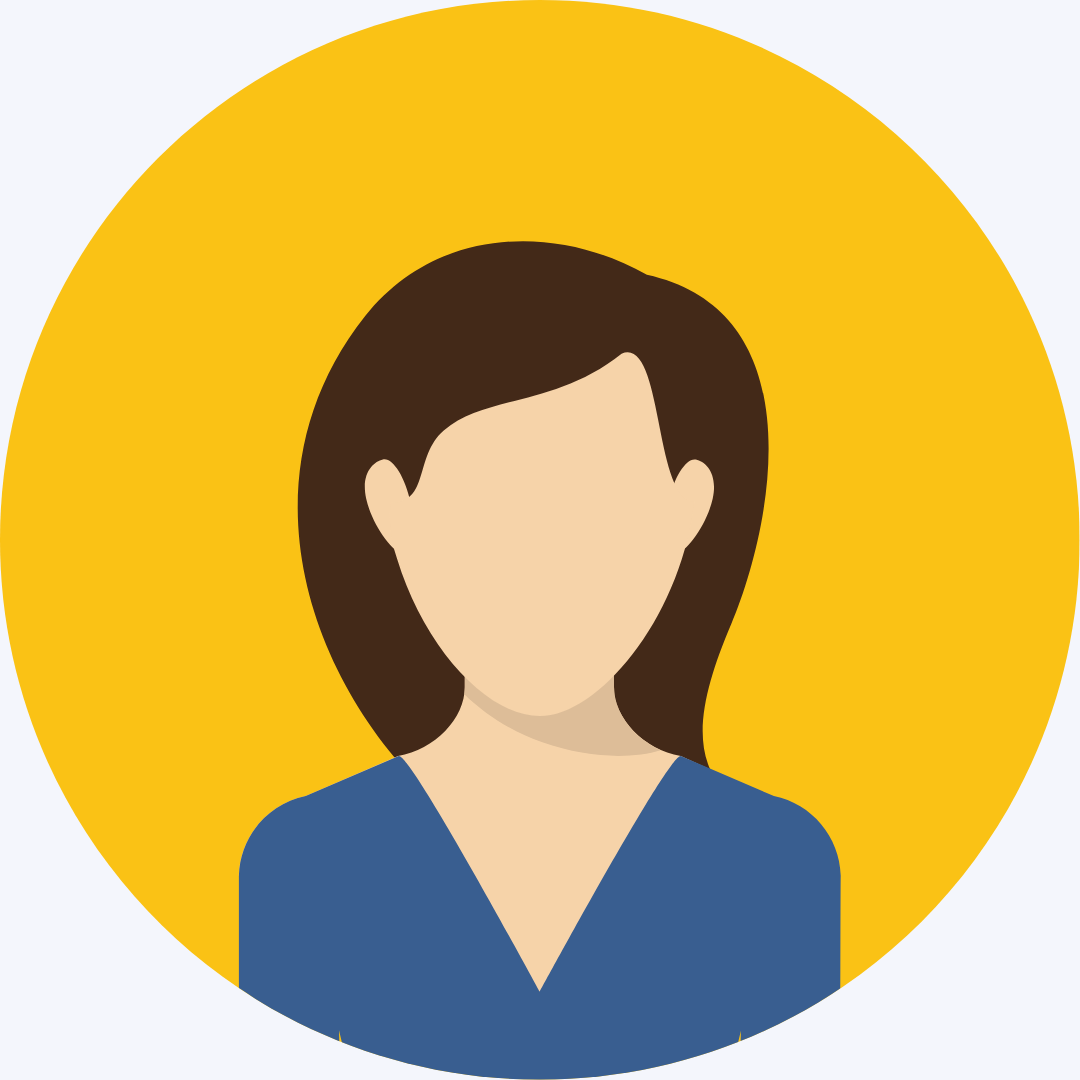 Digital illustration of a person wearing glasses and a black hijab, with a brown background.