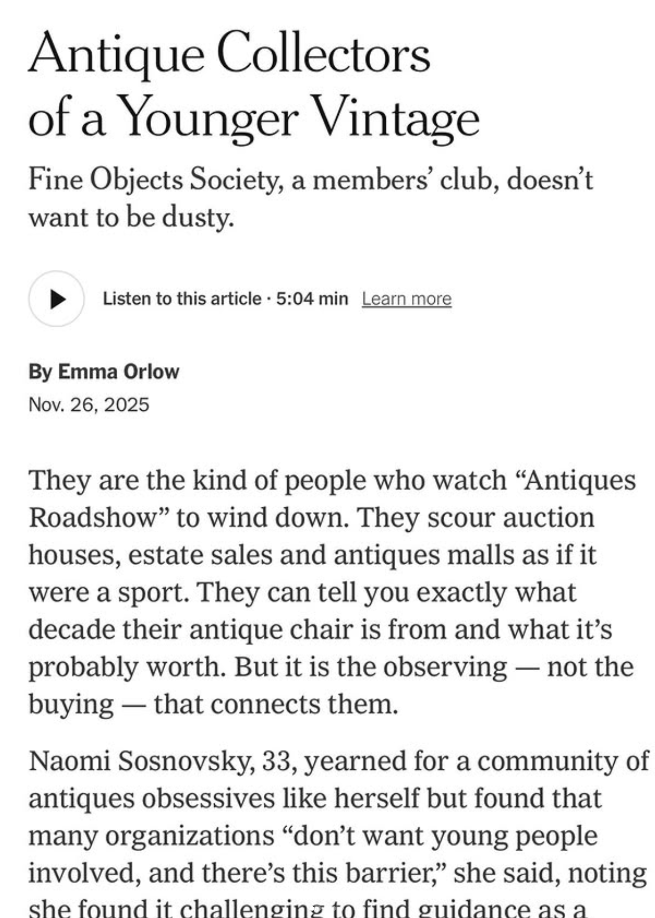 Antique Collectors of a Younger Vintage