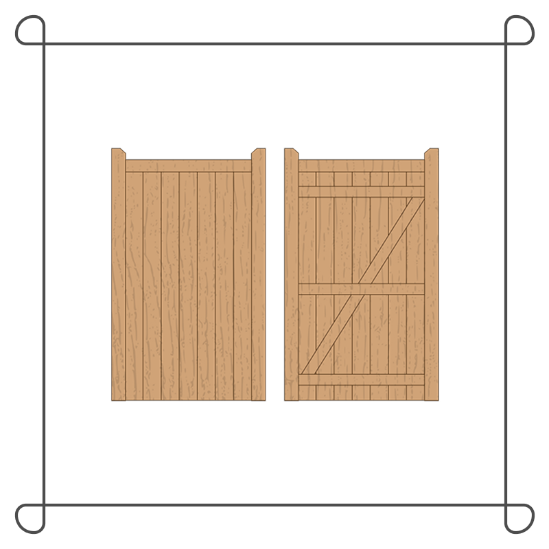 Hardwood Flat Top Pedestrian Gate - Tongue & Groove - 'Cottage'