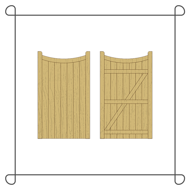 Wooden Arched Top Pedestrian Gate - Tongue & Groove - Full Boarded - 'Reverse Crescent'