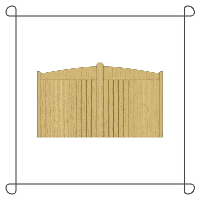 Wooden Curved Top Driveway Gates - Tongue & Groove - 'Crescent'