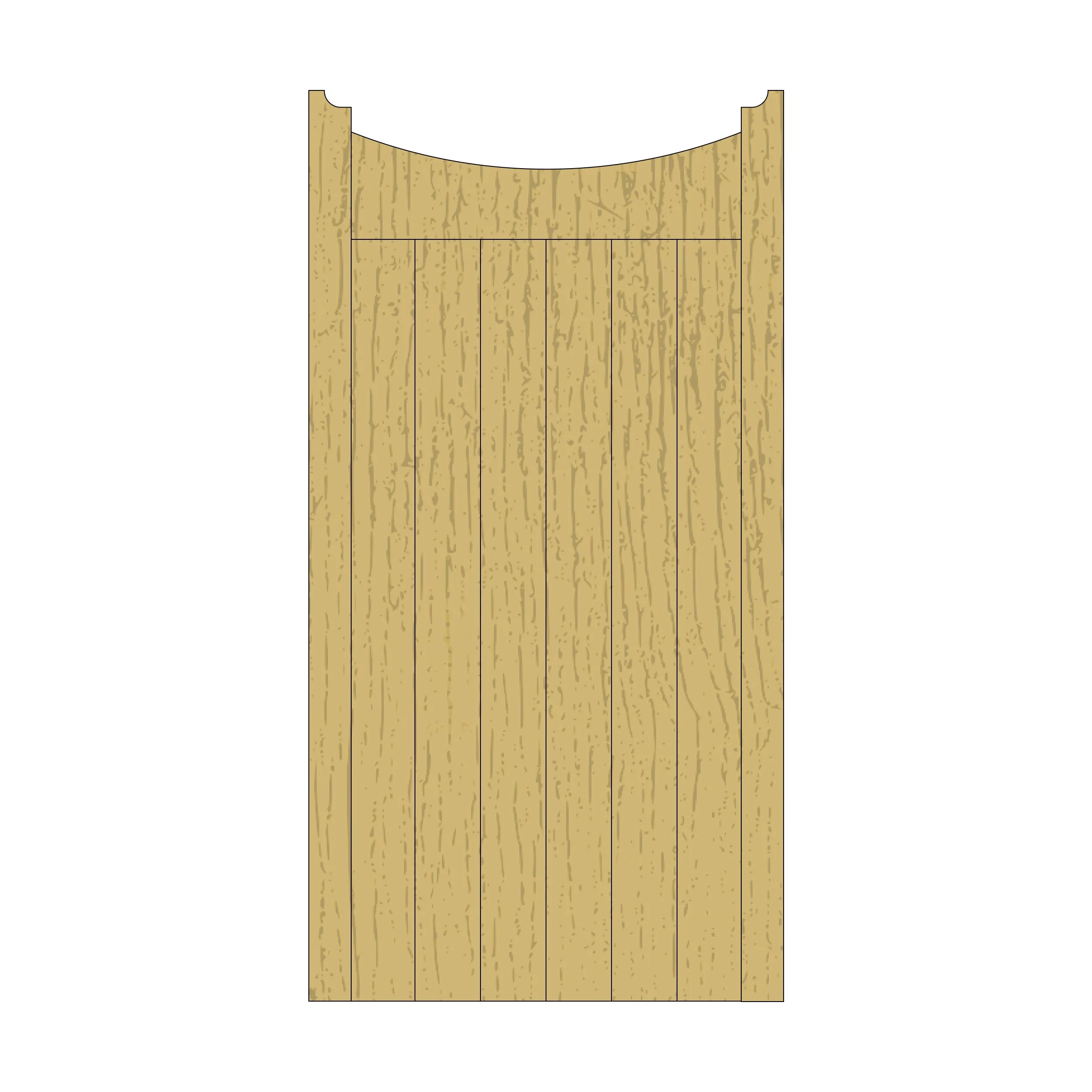 Wooden Arched Top Pedestrian Gate - Tongue & Groove - 'Reverse Crescent'