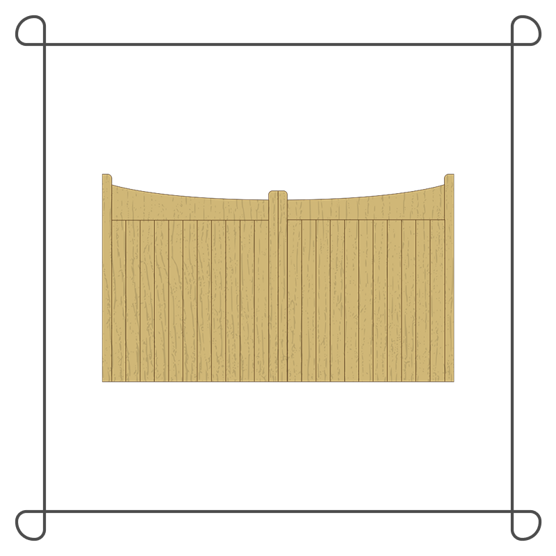 Wooden Arched Top Driveway Gates - Tongue & Groove - 'Reverse Crescent'