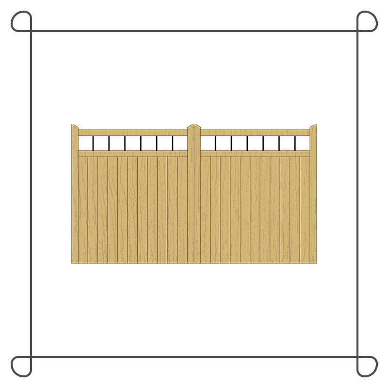 Wooden Flat Top Driveway Gates – Spindles & Tongue and Groove – 'Farm'