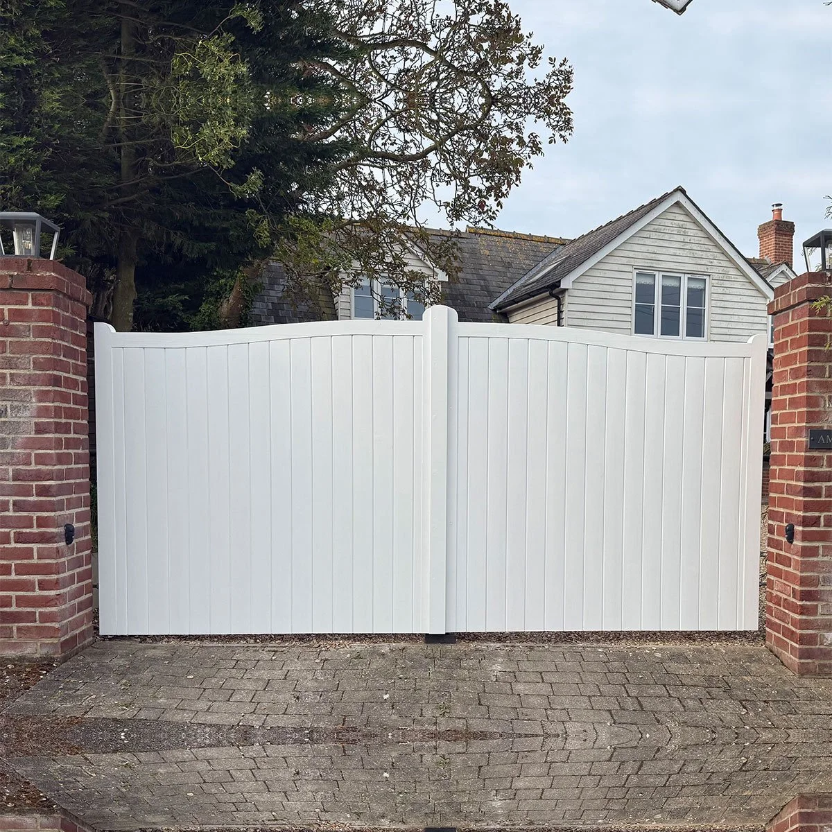 Wooden Swan Neck curved Top Driveway Gates - Full Boarded - Tongue & Groove - 'Swan Neck'