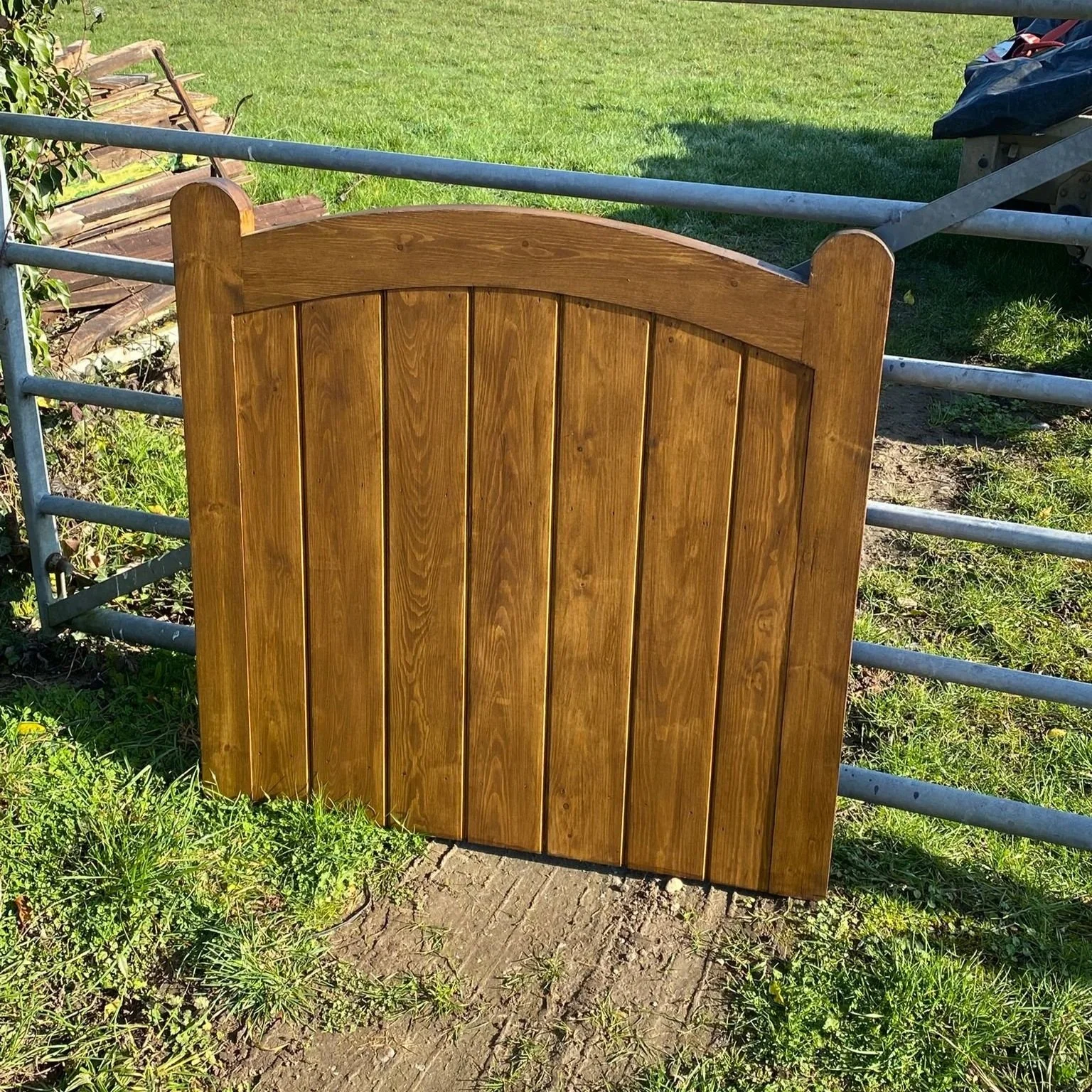 Wooden Curved Top Garden Gate - Full Boarded - Tongue & Groove - 'Crescent'