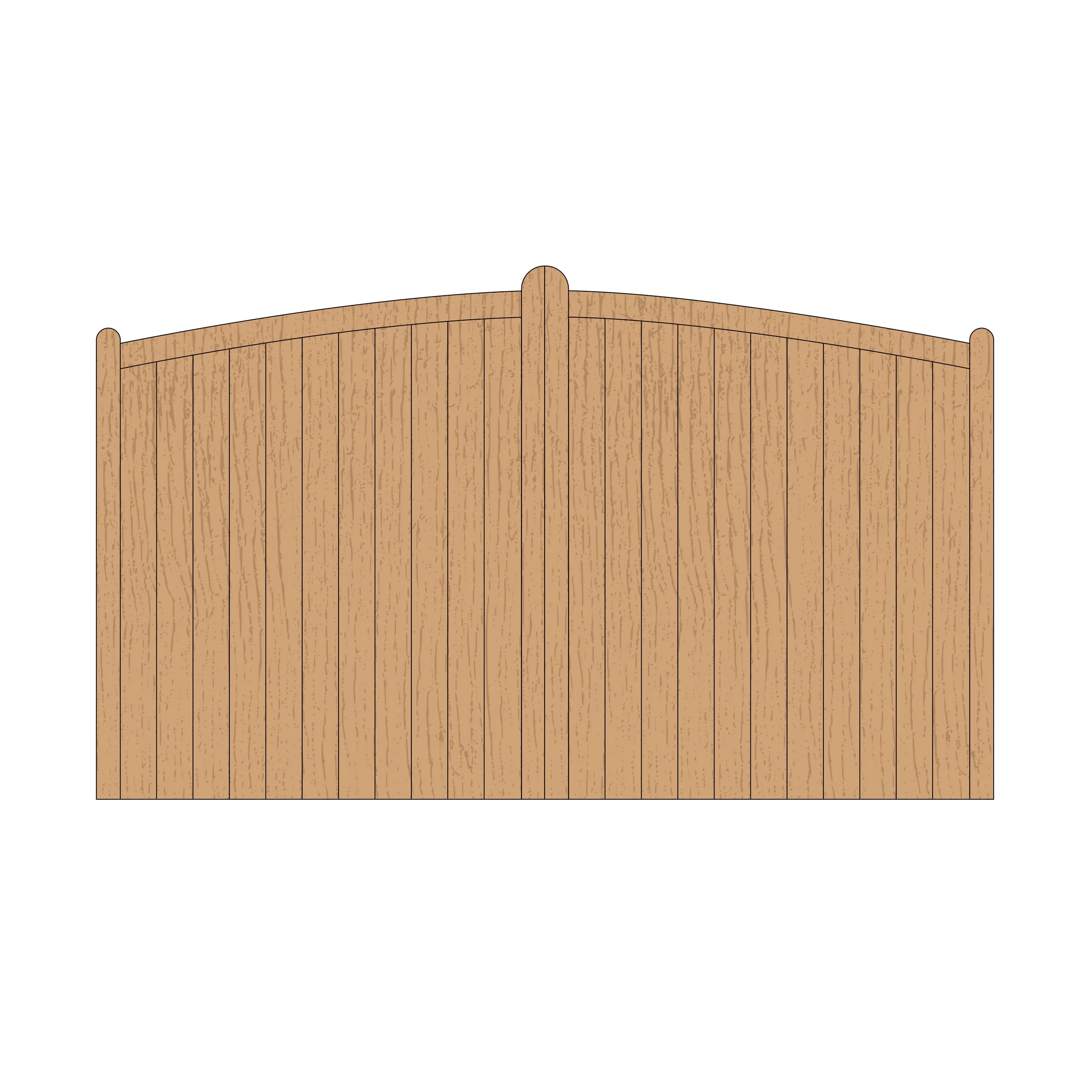 Hardwood Curved Top Driveway Gates - Full Boarded - Tongue & Groove - 'Crescent'