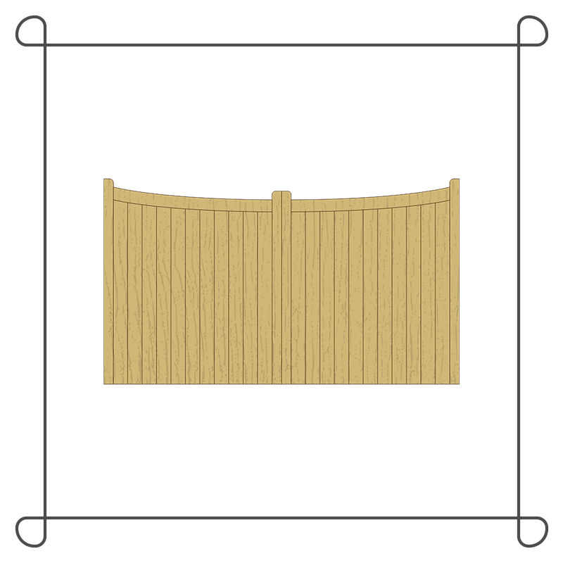 Wooden Arched Top Driveway Gates -Full Boarded - Tongue & Groove - 'Reverse Crescent'