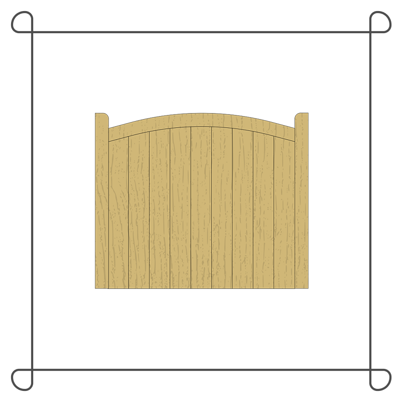 Wooden Curved Top Garden Gate - Full Boarded - Tongue & Groove - 'Crescent'