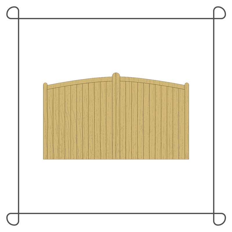Wooden Curved Top Driveway Gates - Full Boarded - Tongue & Groove - 'Crescent'