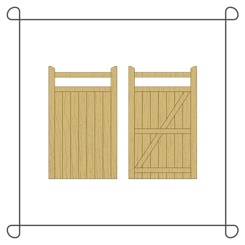 Wooden Flat Top Pedestrian Gate - Tongue & Groove - 'Farm'