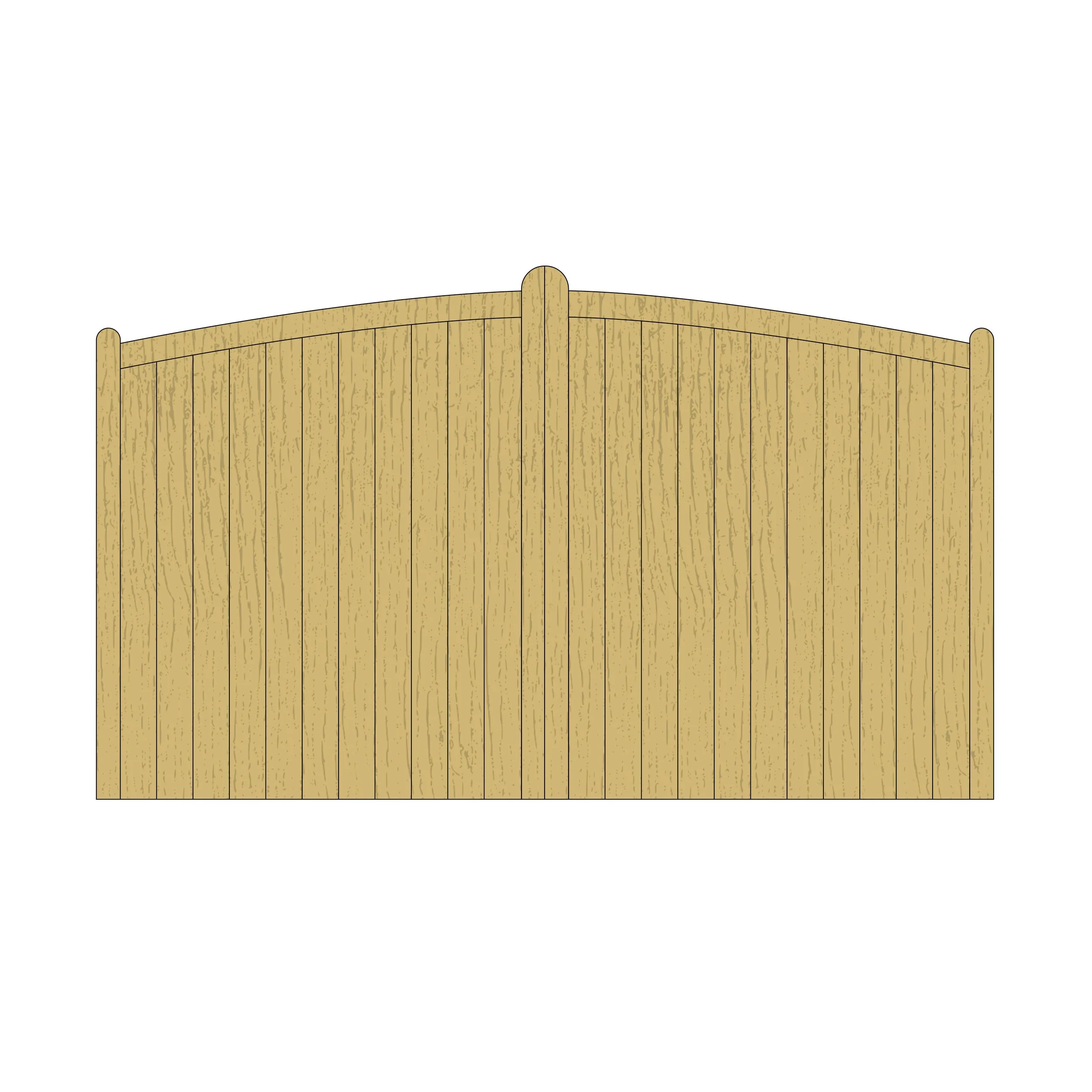 Wooden Curved Top Driveway Gates - Full Boarded - Tongue & Groove - 'Crescent'
