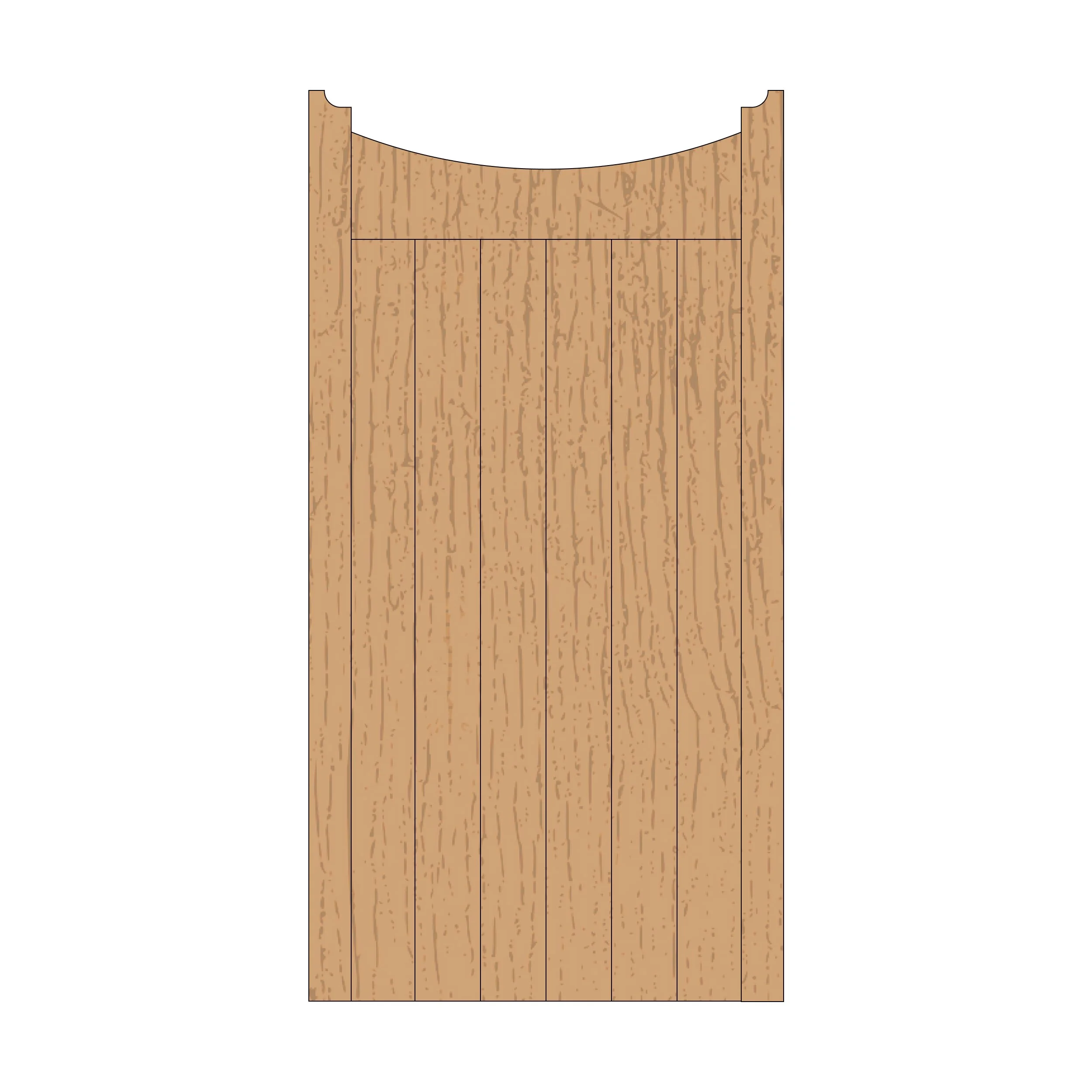 Hardwood Arched Top Pedestrian Gate - Tongue & Groove - 'Scallop'