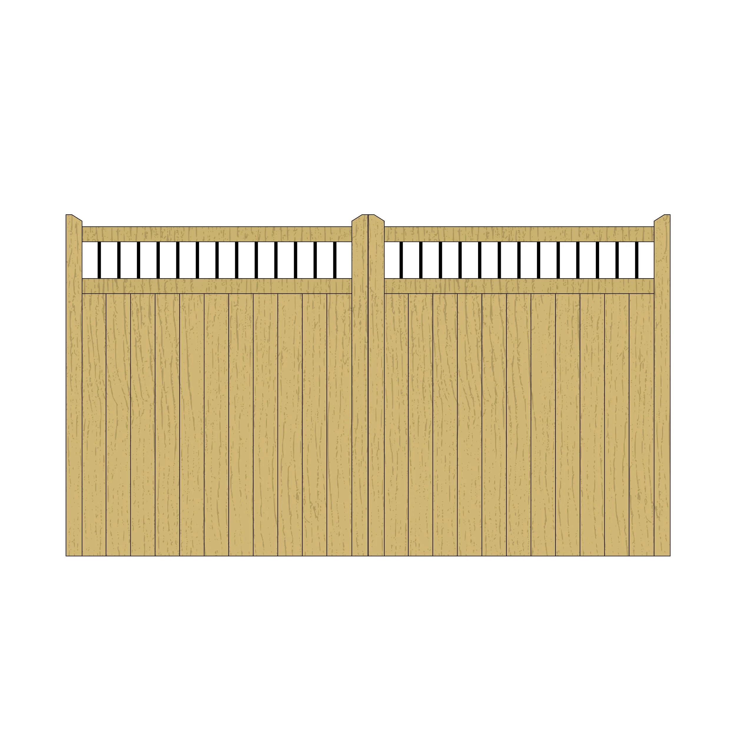 Wooden Flat Top Driveway Gates – Spindles & Tongue and Groove – 'Farm'