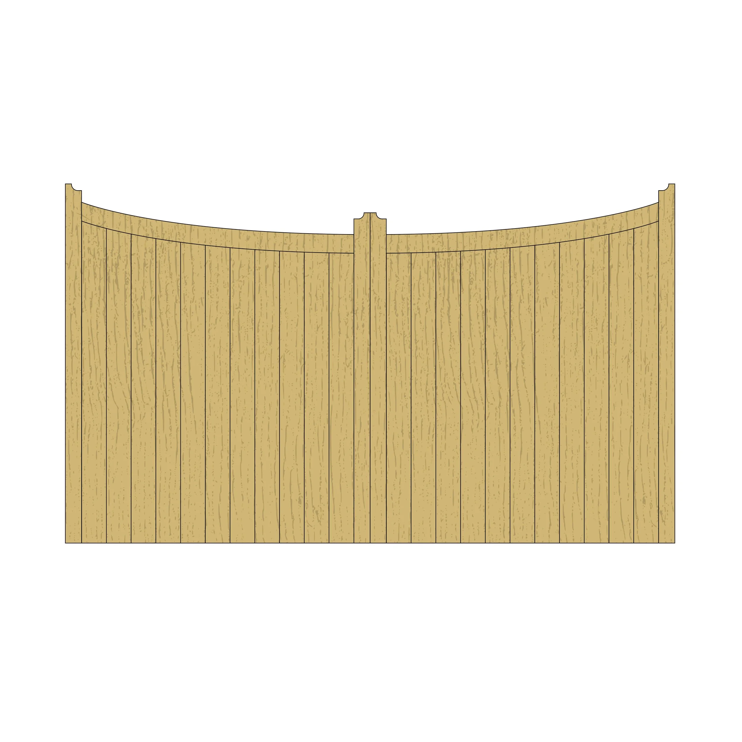 Wooden Arched Top Driveway Gates -Full Boarded - Tongue & Groove - 'Reverse Crescent'