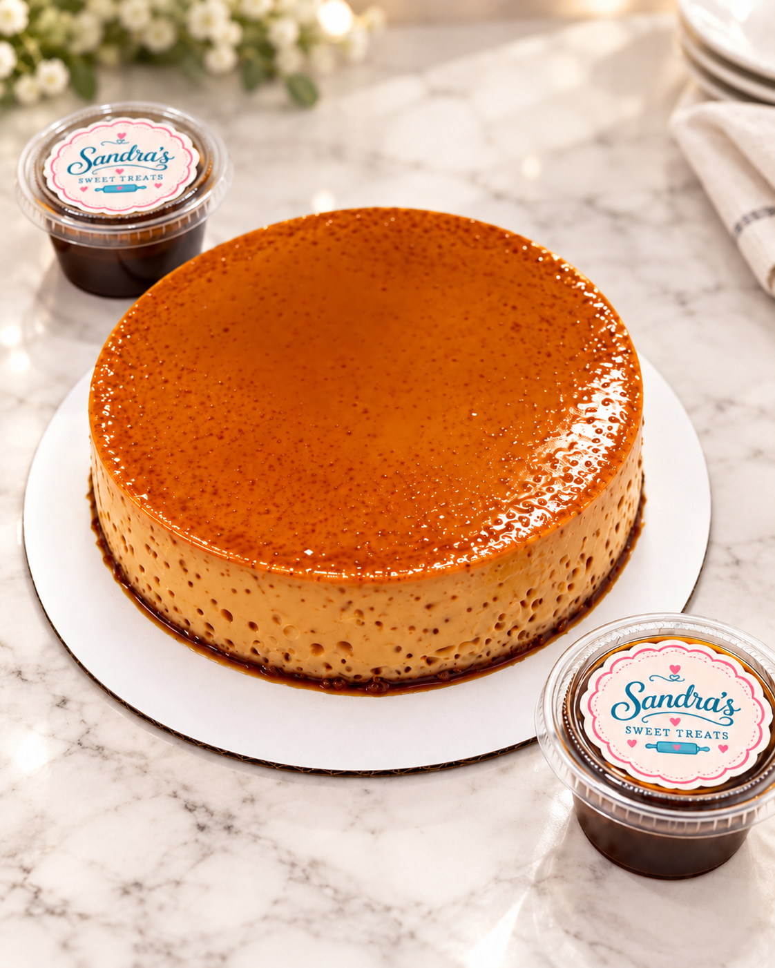 Glossy Caramel Flan with Sweet Treats Sauce Cups.png