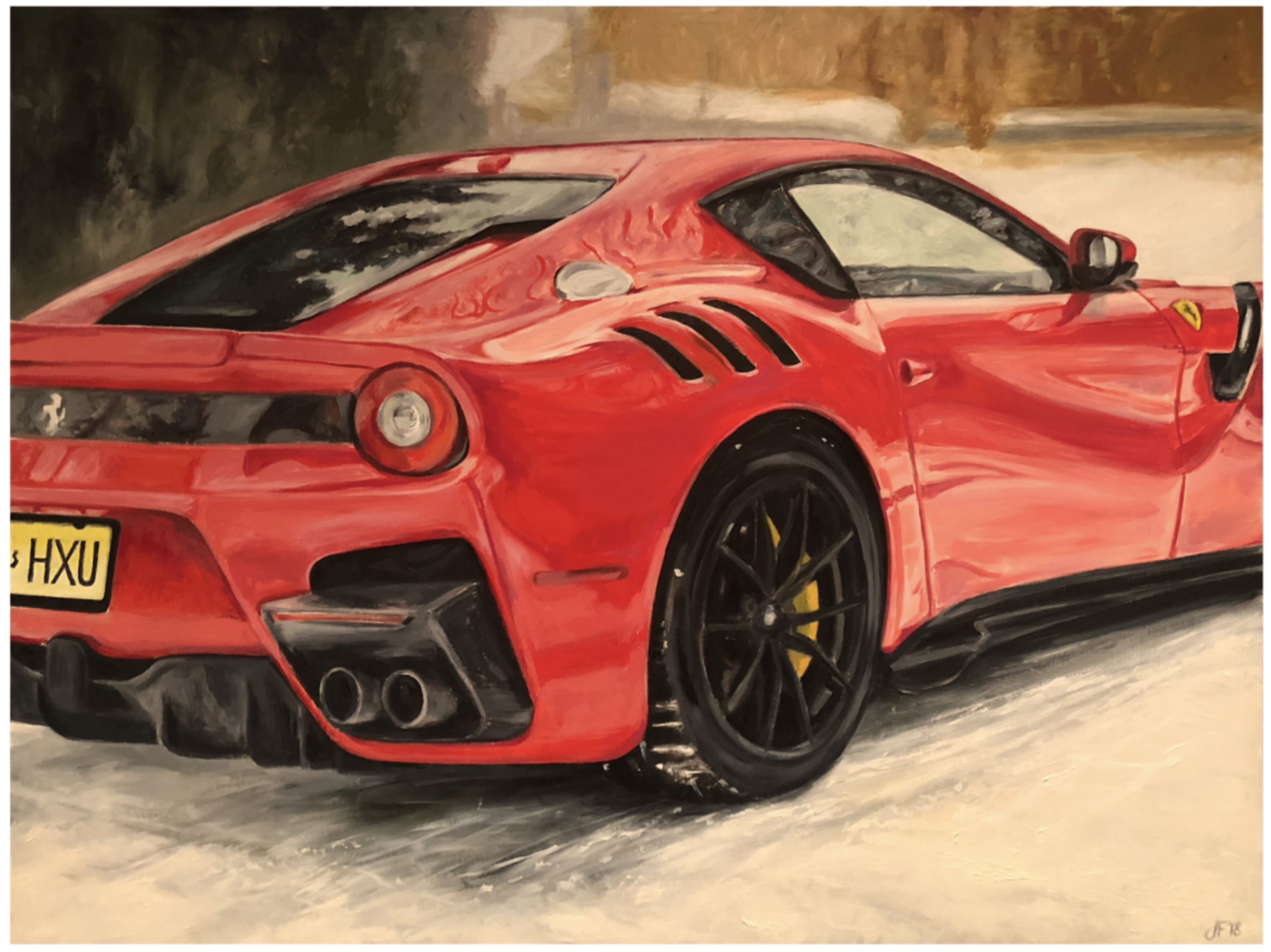 F12 TDF, 30" x 40". Oils on board