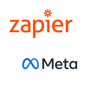 Logos de Zapier y Meta en blanco y negro.