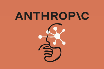 Ilustración de un cable con una conexión en forma de átomo, con la palabra 'ANTHROPIC' en la parte superior, sobre un fondo naranja.