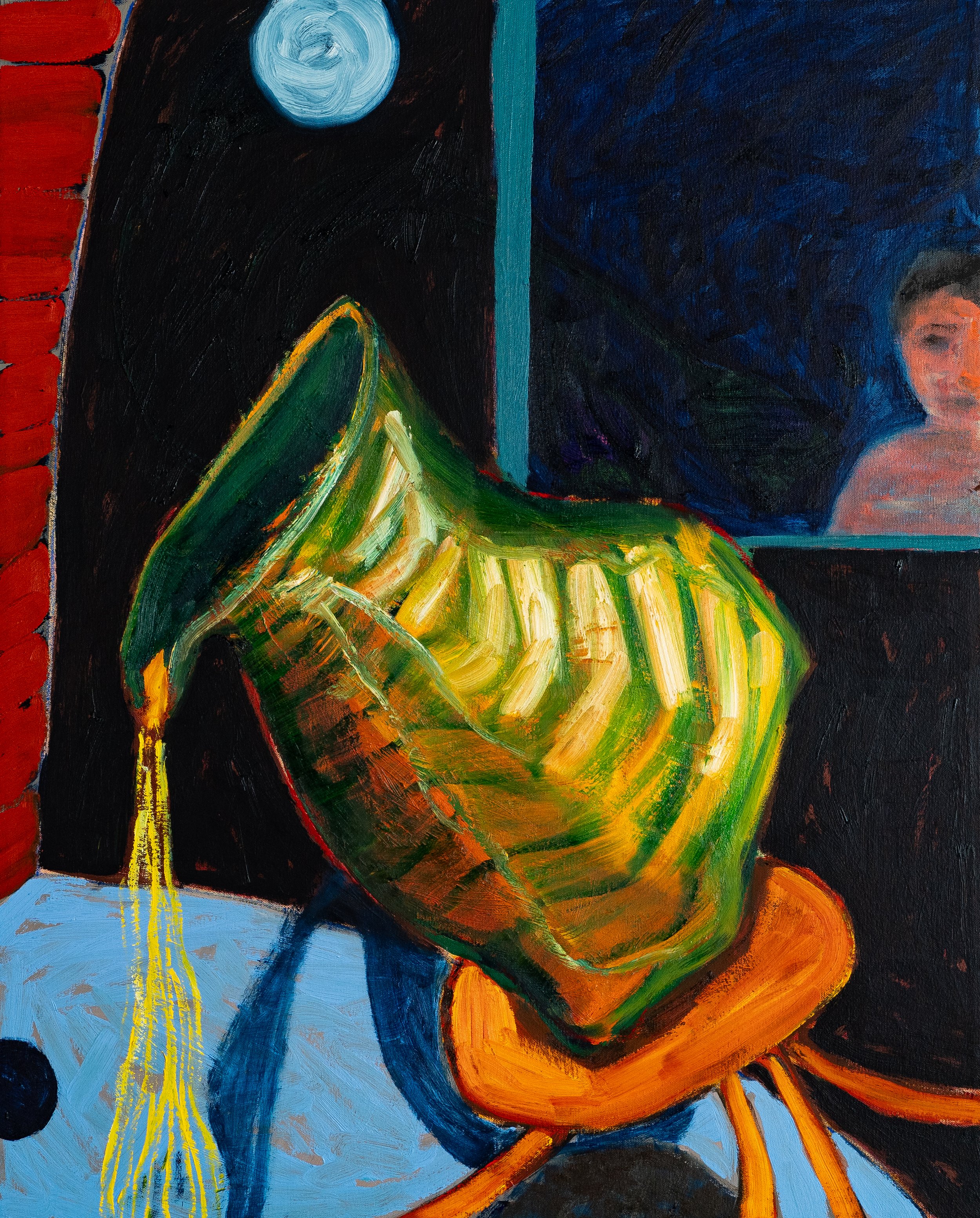 Jarrón verde 2026 oil over acrylic on canvas 78 x 63 cm.