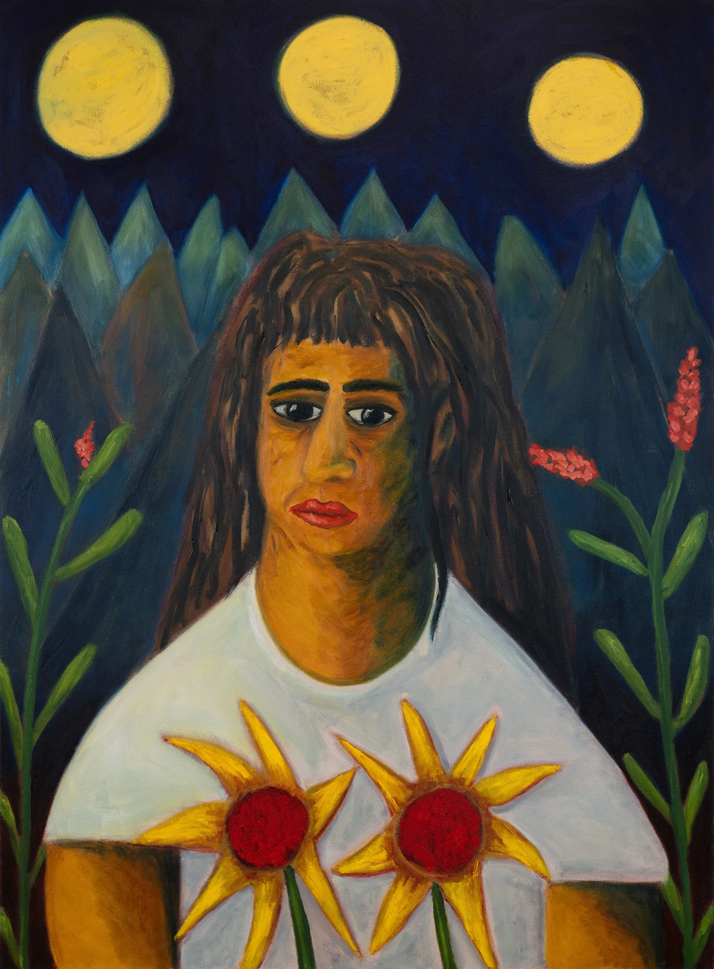 Caminando acompañada 2025 Oils, dry pigments on canvas  86x117 cm - Available.