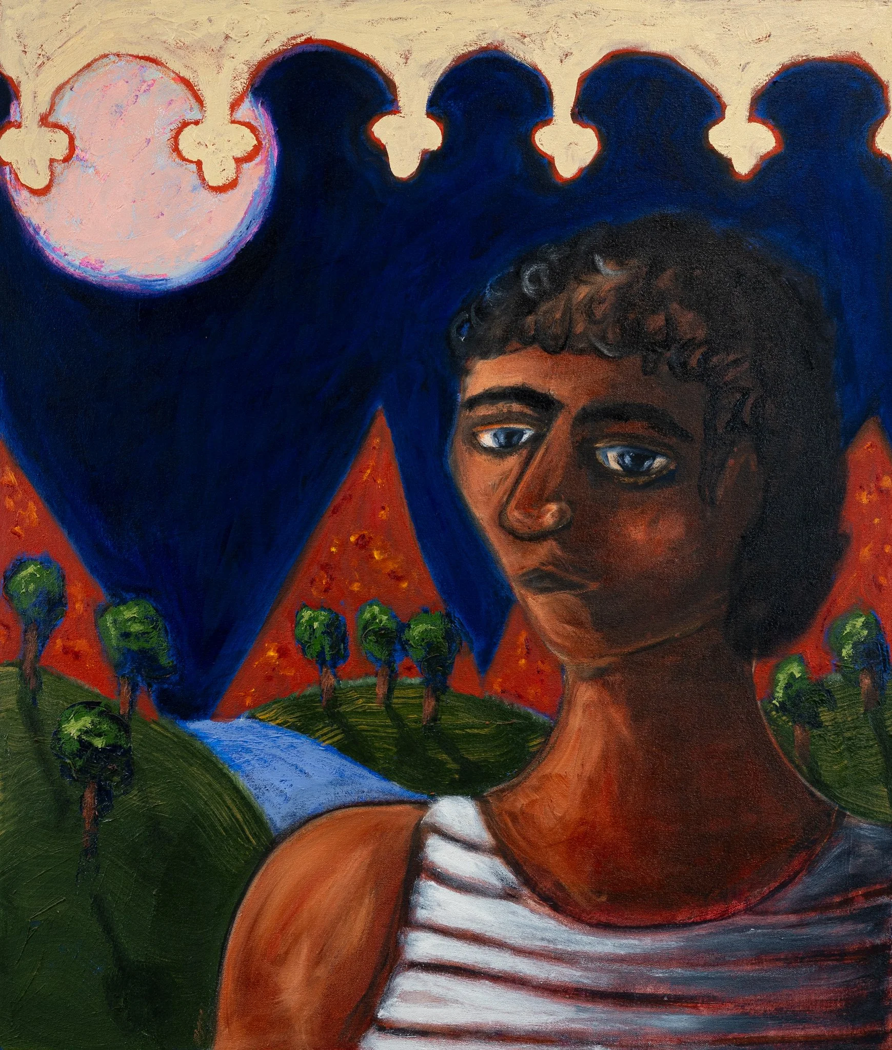 Con el fuego de fondo 2026 oil on canvas 77x66cm - Available.