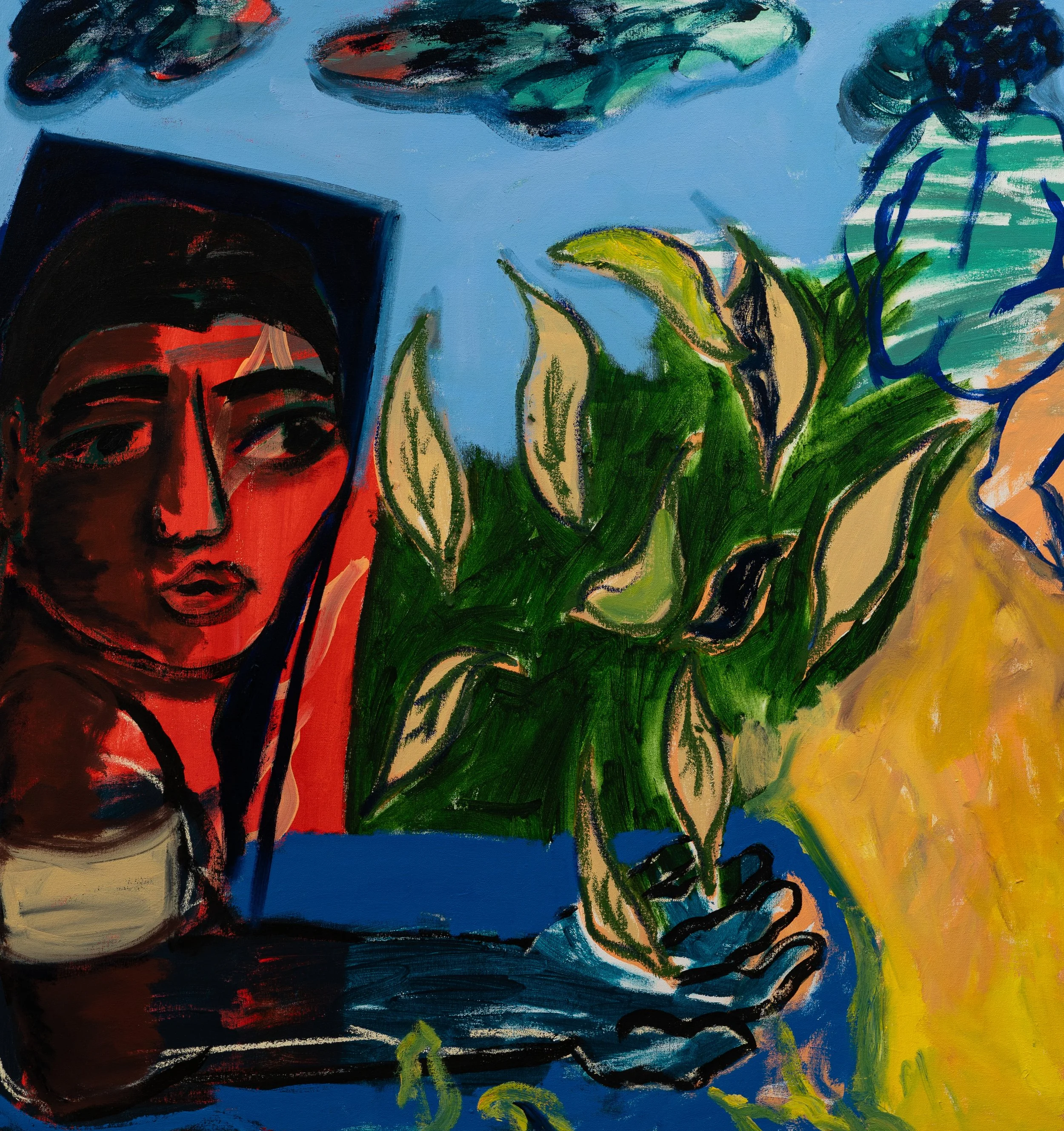 Vientos de otoño 2026 Oil over acrylic and oil sticks on canvas 84 x 87 cm.
