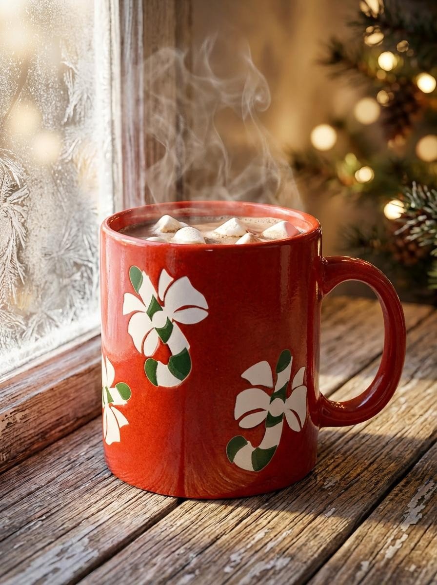 Vintage Waechtersbach Red Ceramic Candy Cane Mugs – Set of 2