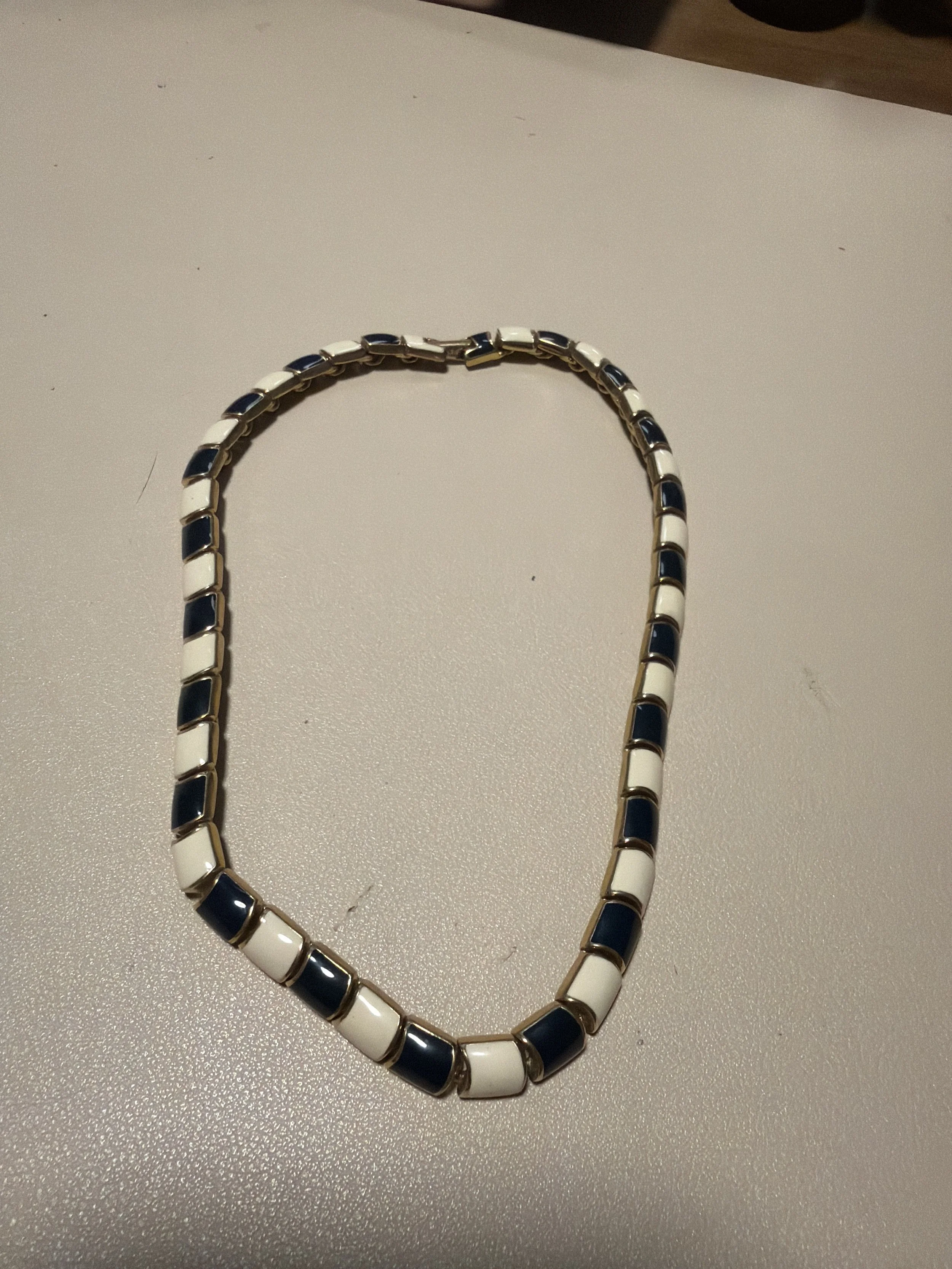 Navy and Cream Choker Necklace