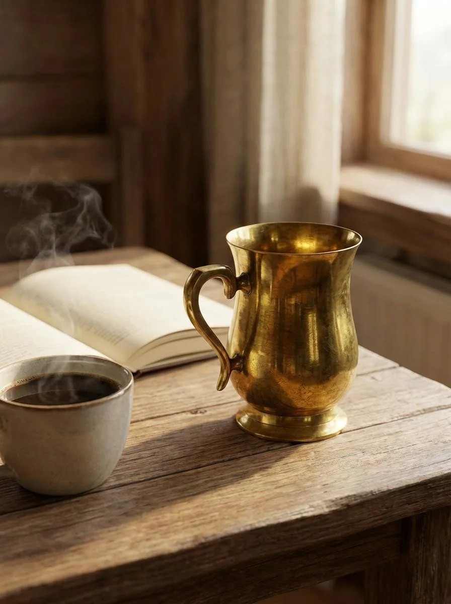 Vintage Engraved Brass Mug Tankard – “Jeanine”