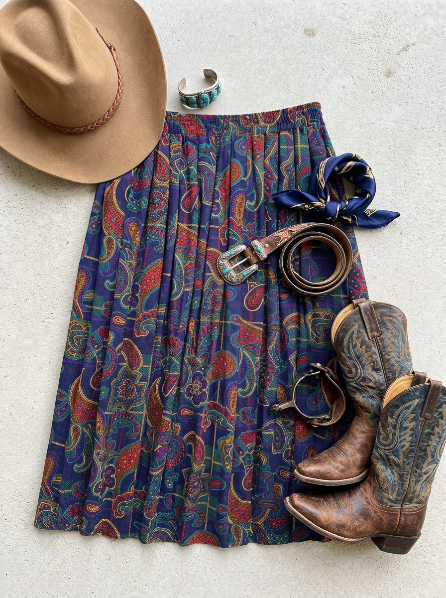 Vintage Alfred Dunner Paisley Pleated Midi Skirt – Size 8 🌿✨