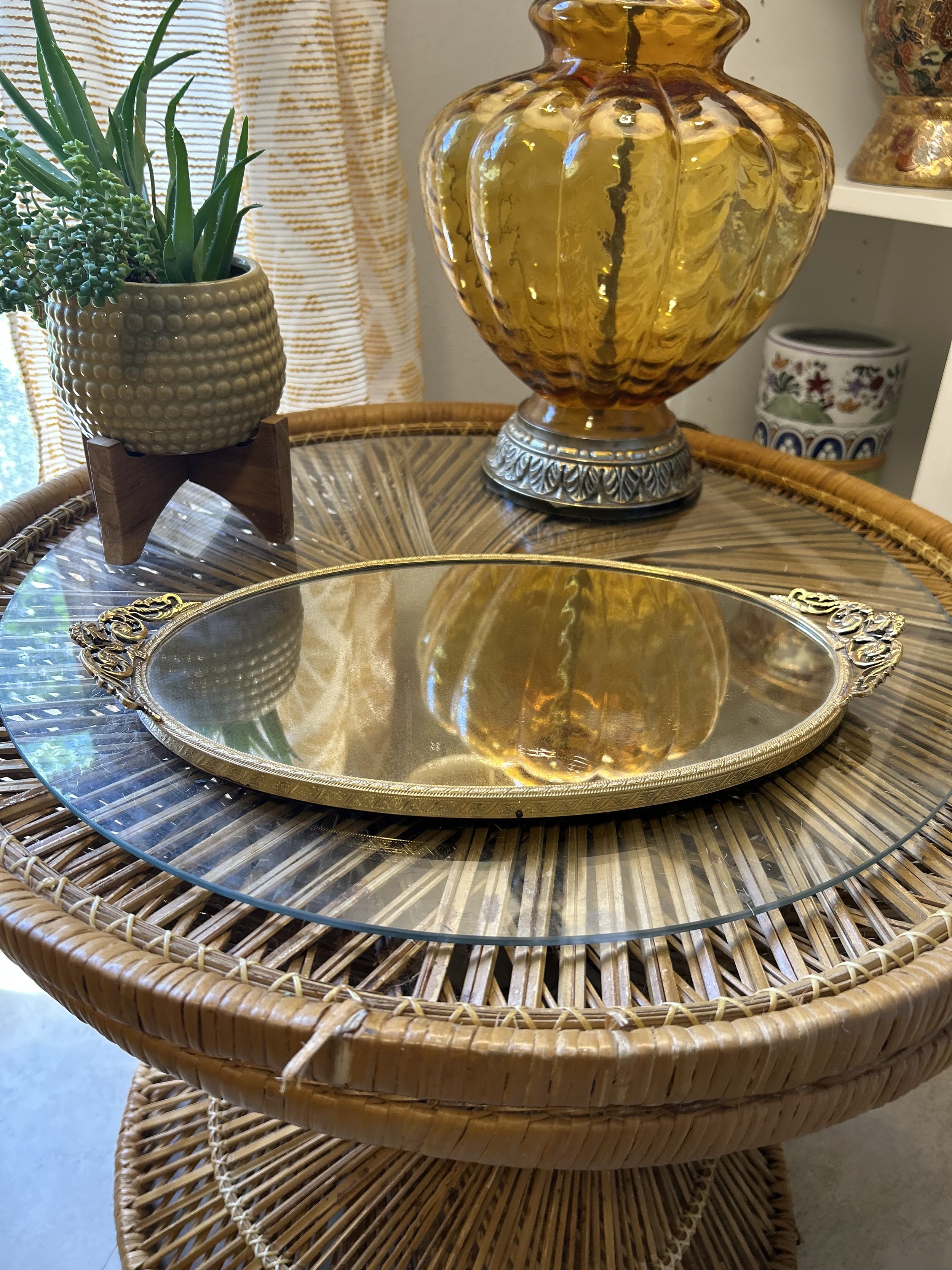 Vintage Brass Vanity Mirror