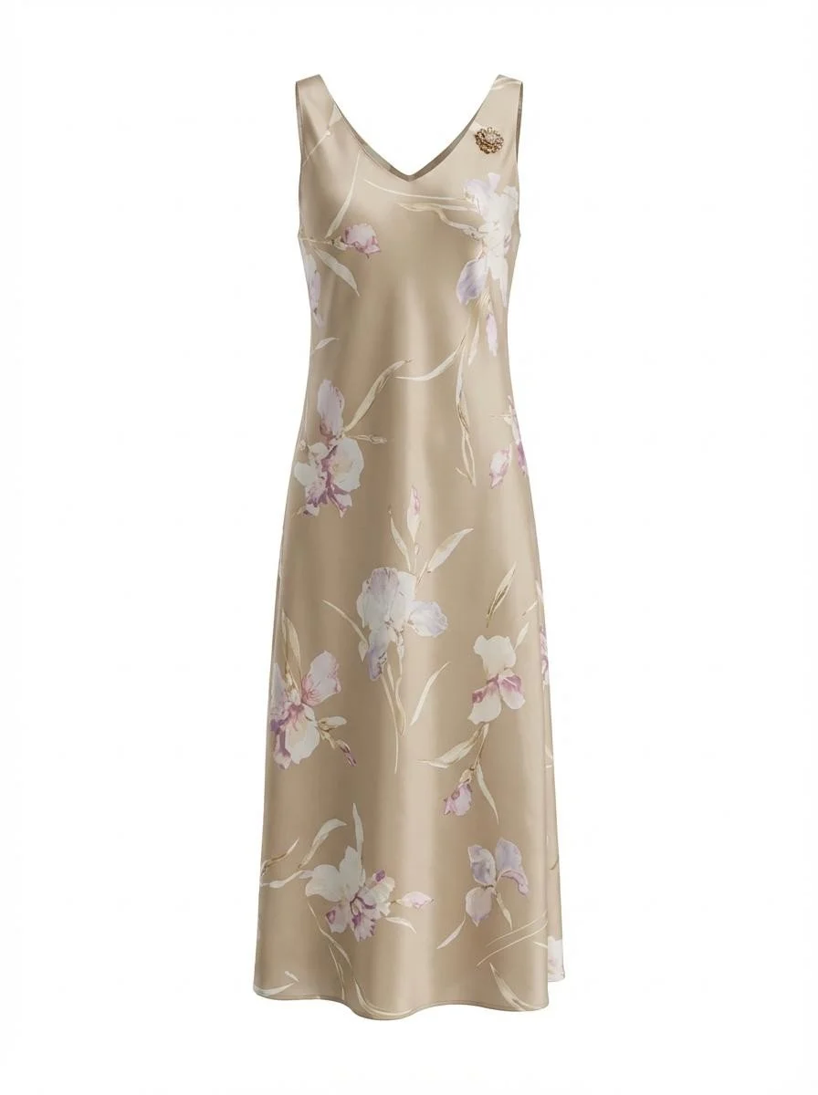 Vintage Ralph Lauren Silk Midi Slip Dress Size 10