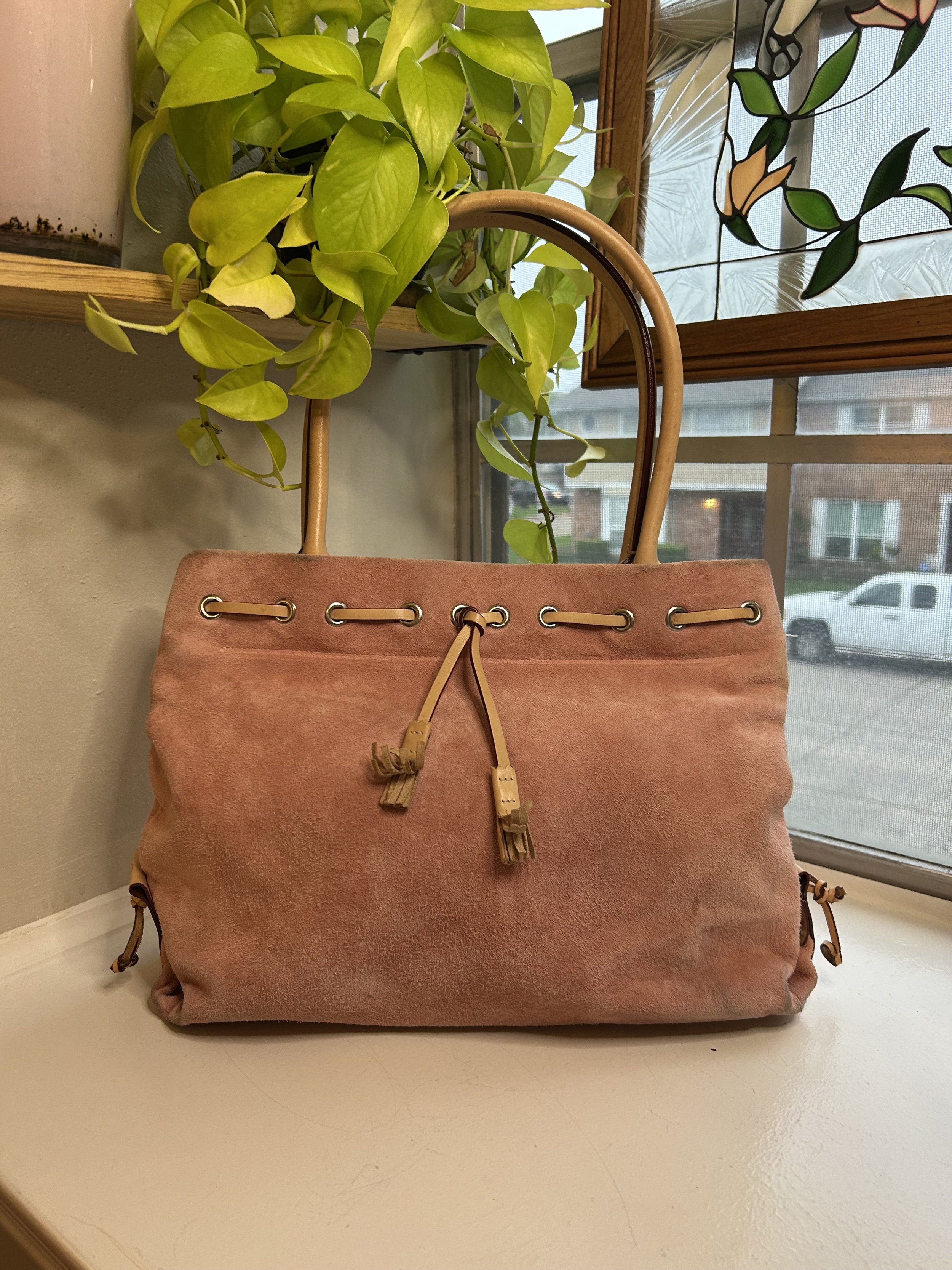 Vintage Dooney & Bourke Pink Suede Bag