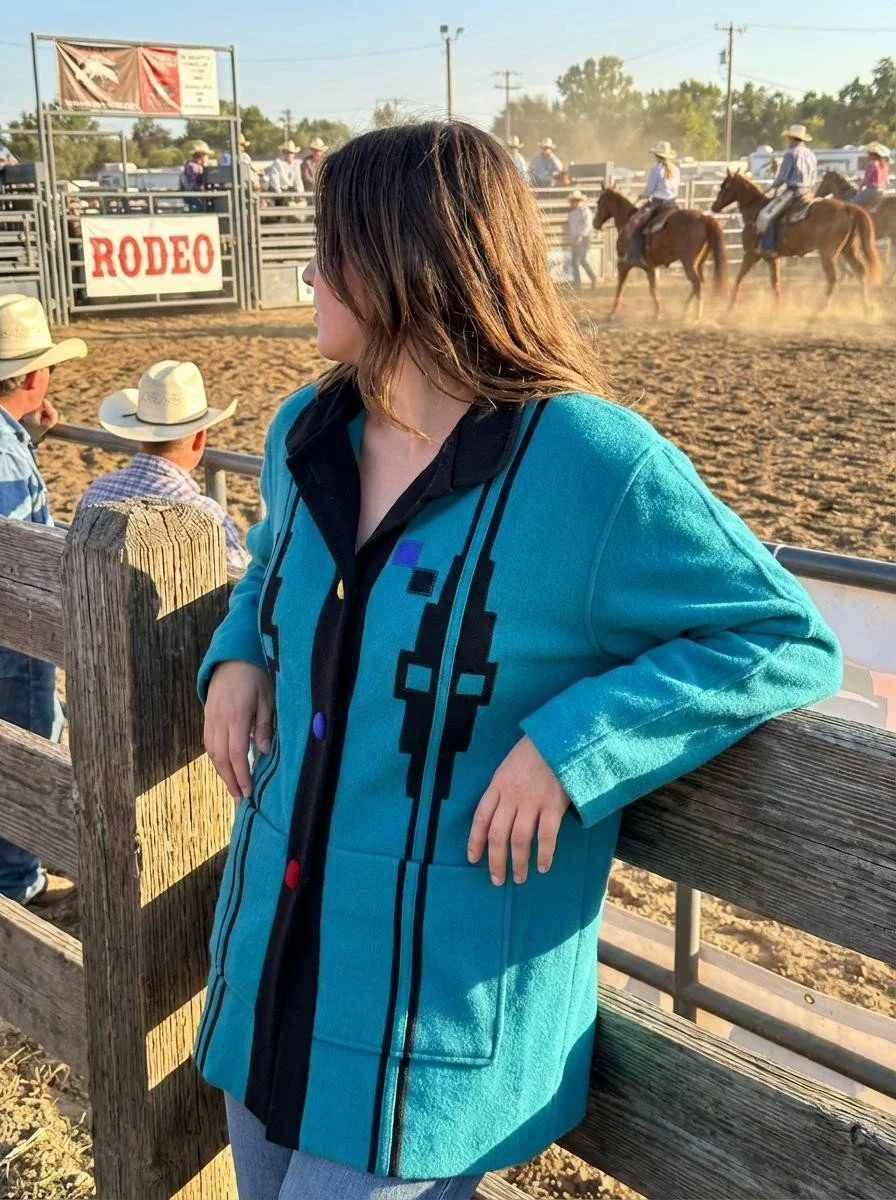 Vintage Teal Steve Evans 100% Wool Coat 🧥