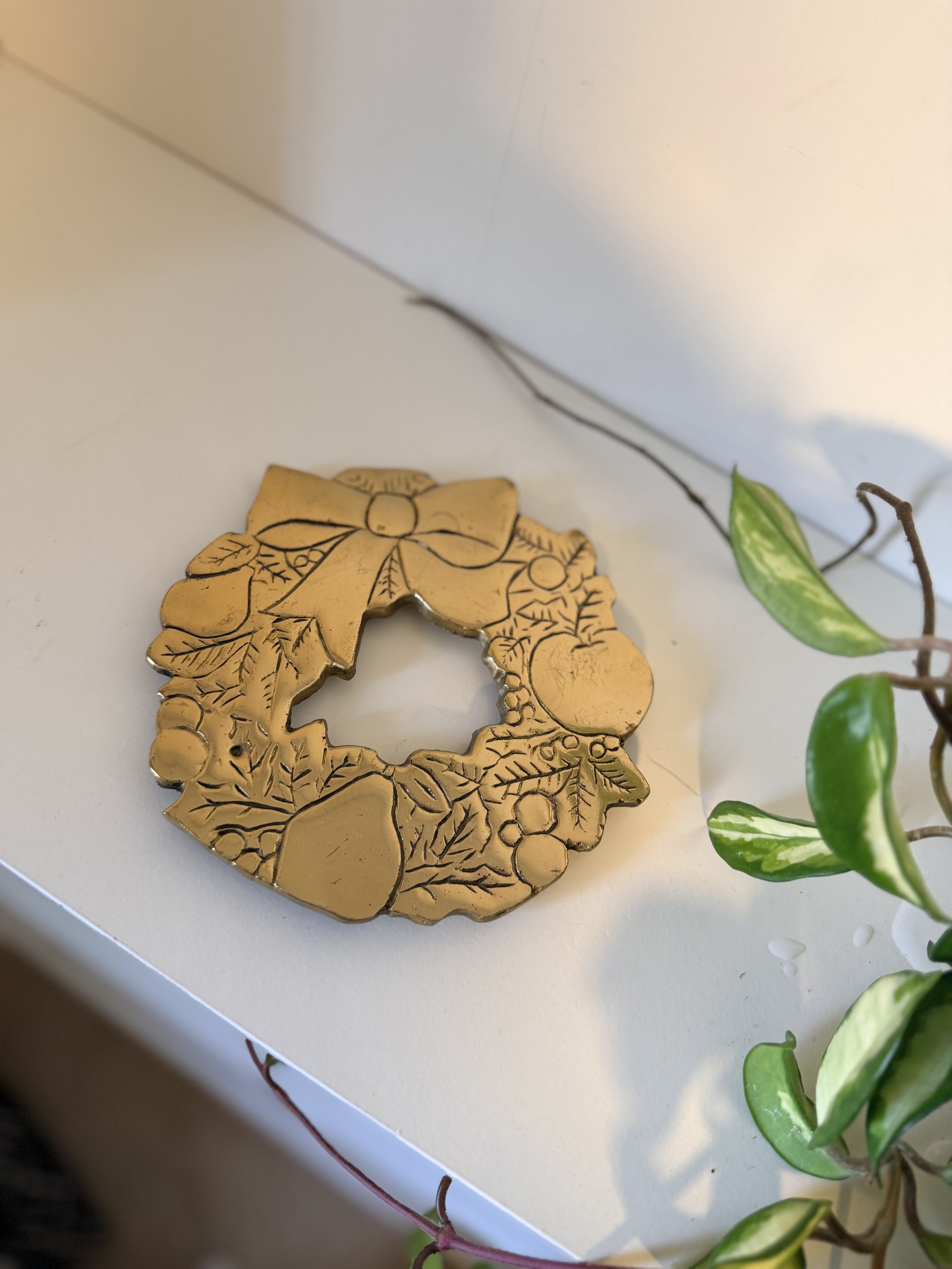 Vintage Brass Wreath Trivet