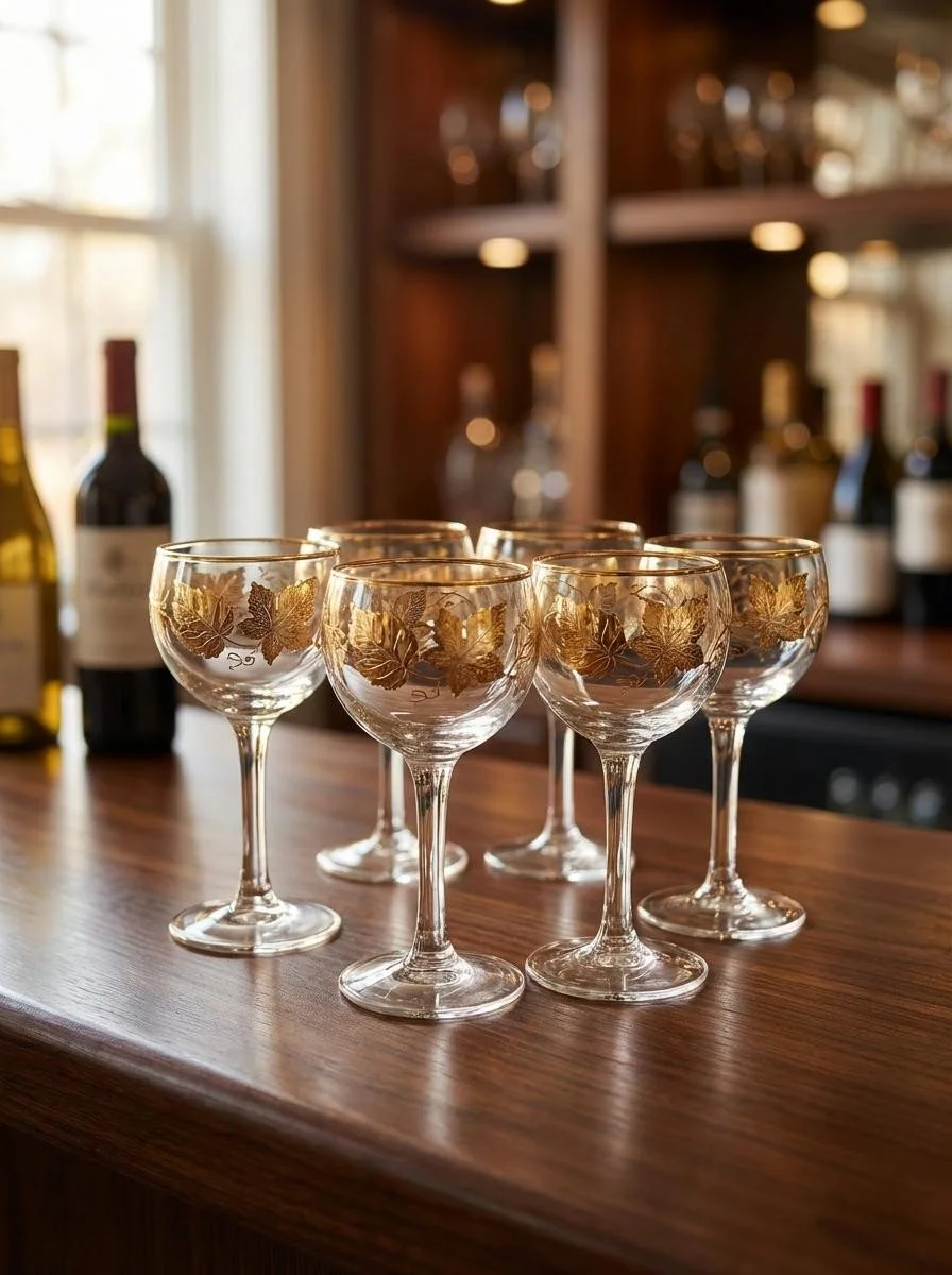 Vintage Libbey "Gold Leaves" Cordial Glasses – Set of 6 🍸