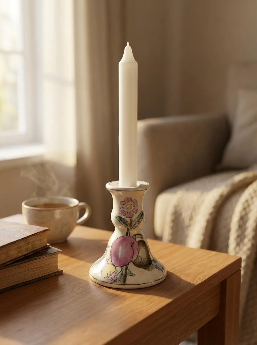 Vintage SPI Home Hand-Painted Floral Porcelain Candlestick – Chinoiserie