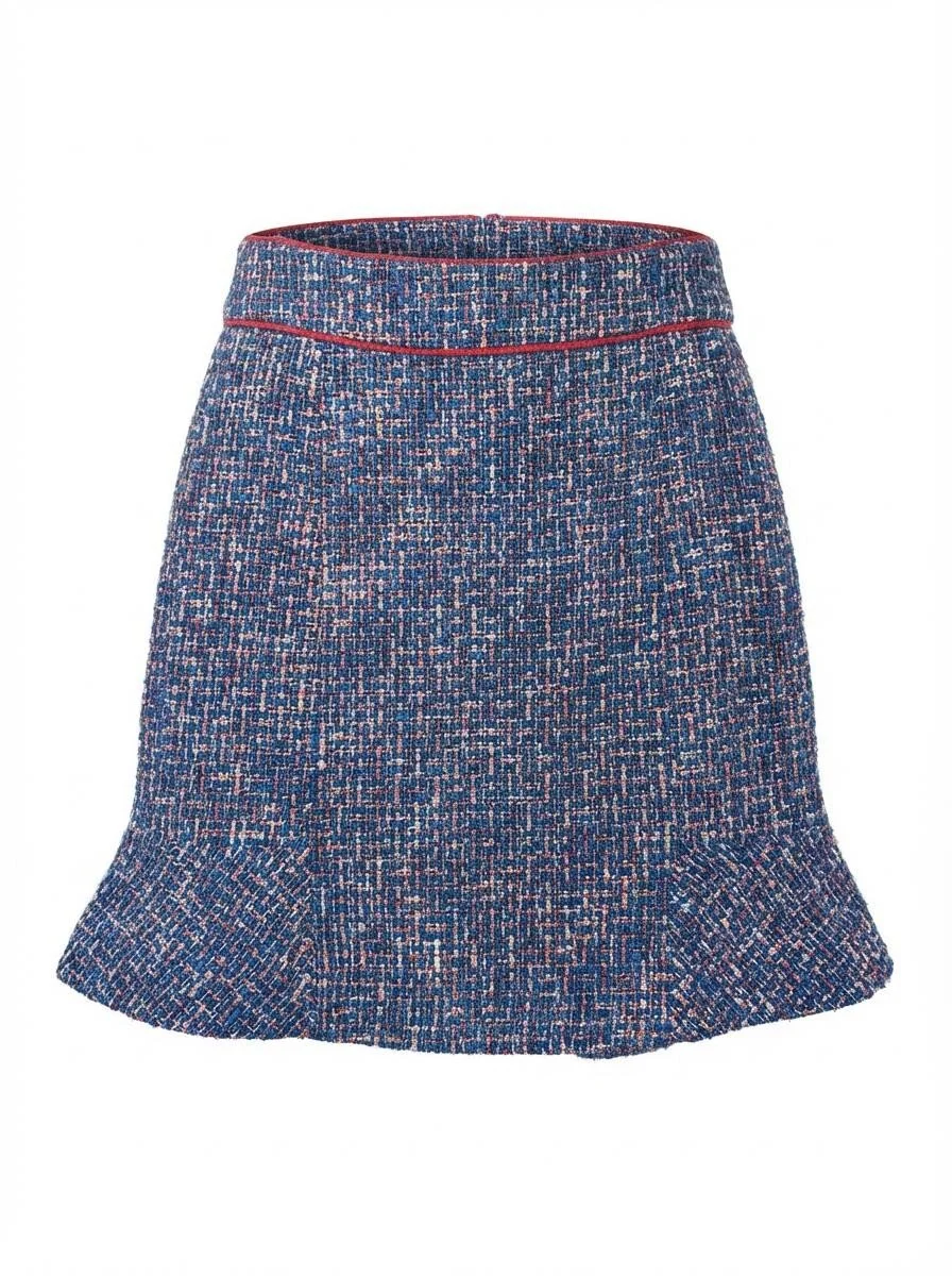 J.Crew Fluted Skirt – Autumn Tweed with Red Piping Size 2