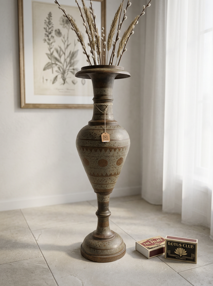 Vintage Solid Brass Floor Vase – 36" Tall ✨