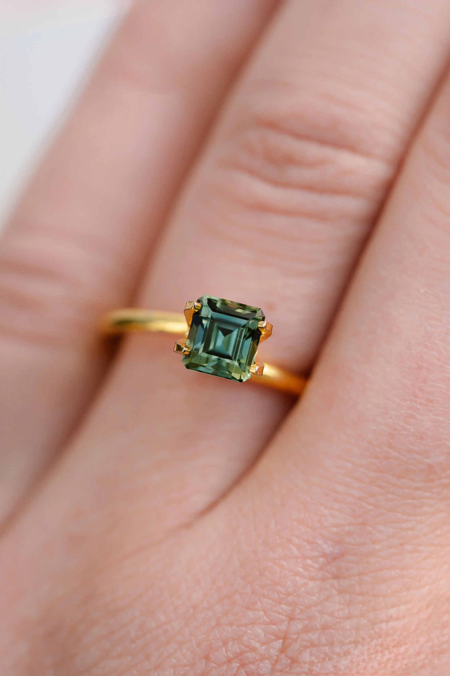 1.08ct Green Square Emerald Cut Australian Sapphire