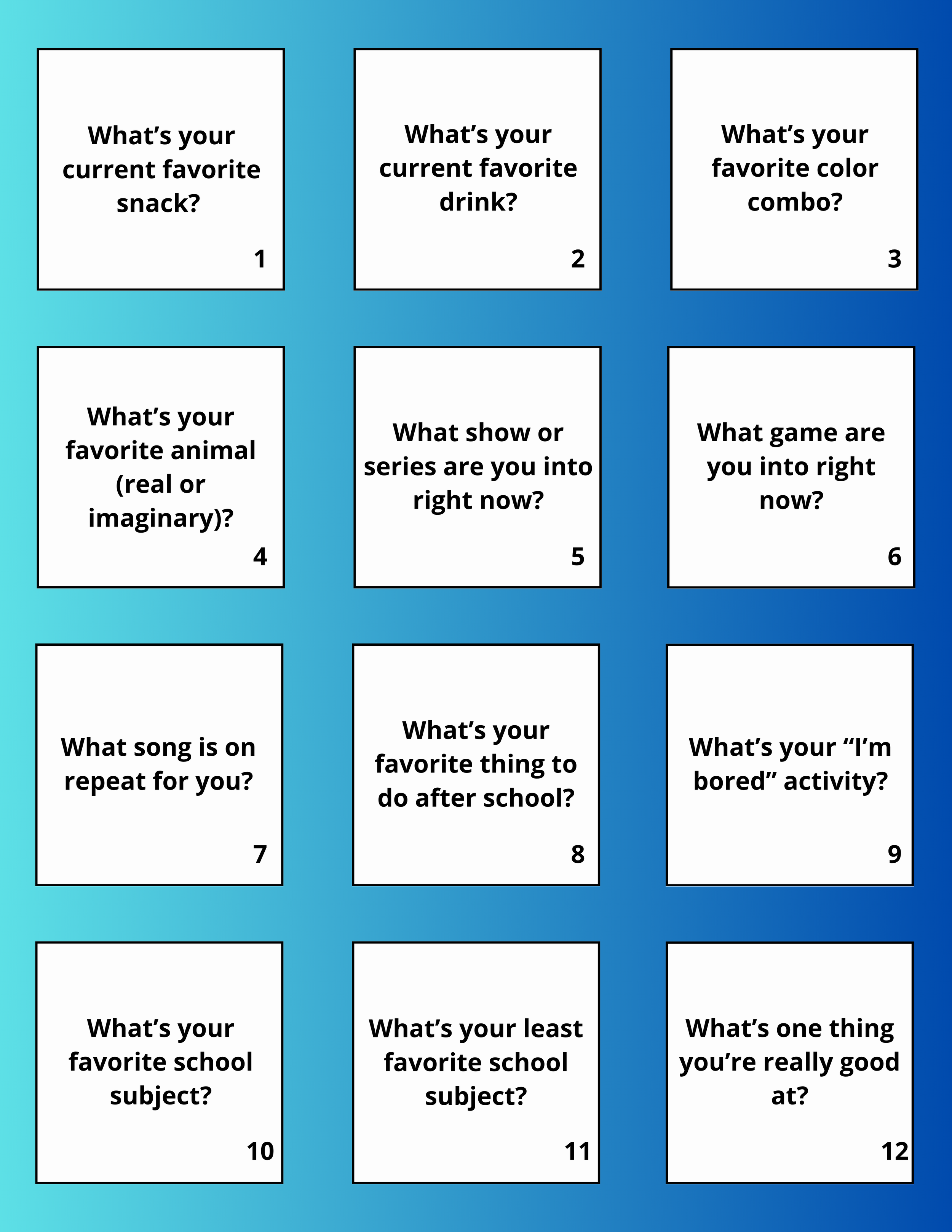 120 Rapport Building Questions [Ages 10 to 14]