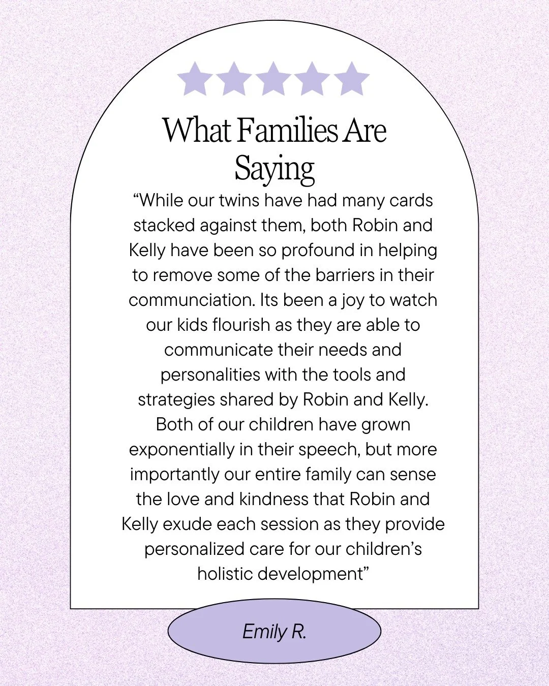 💗 Kind words from one of our amazing families! 💗
We are so grateful to hear feedback like this&mdash;it means the world to our team.
At Speech Plus Therapy Services, we are passionate about helping children grow in their speech, language, feeding, 