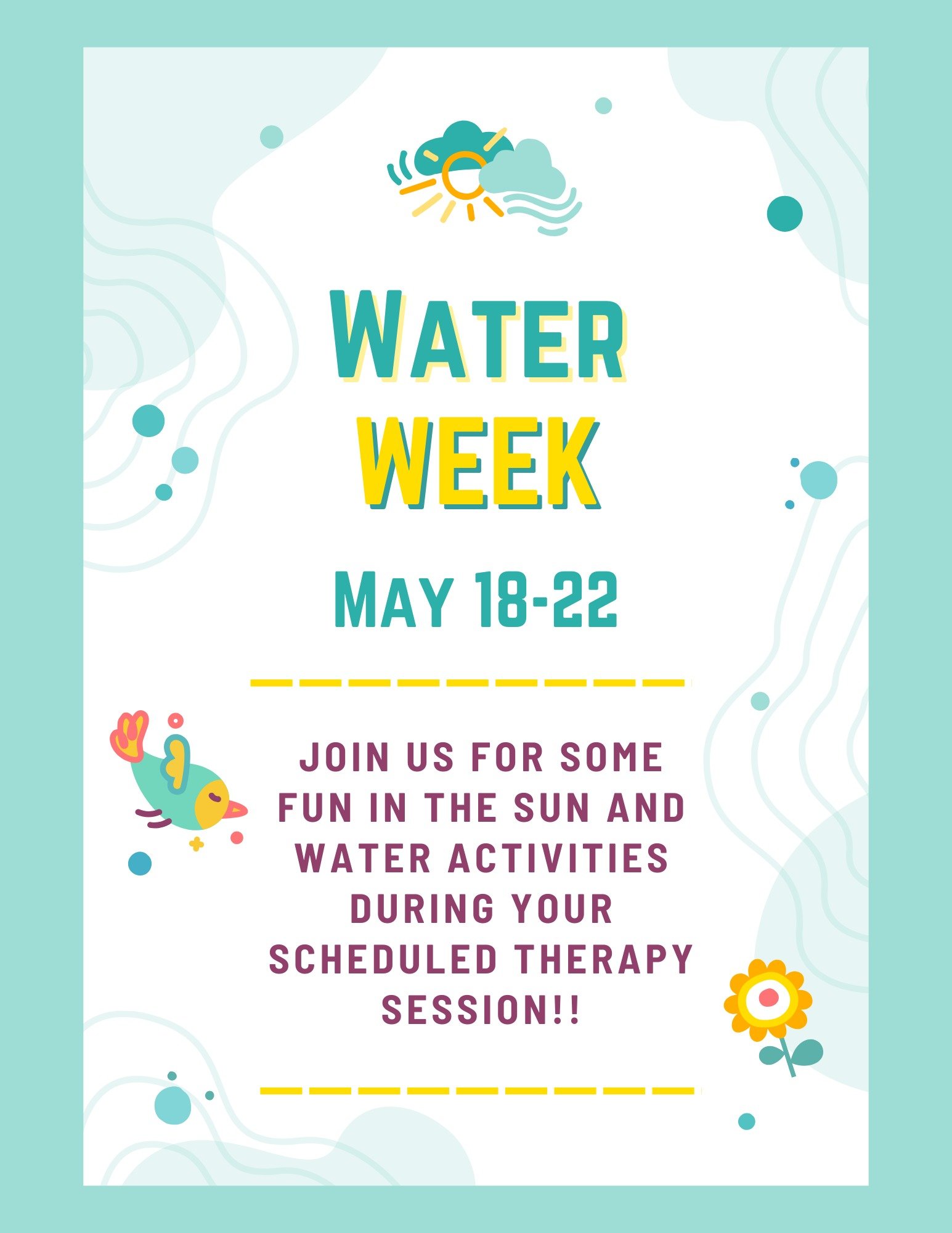 Water Week is coming! 💦

May 18&ndash;22 we&rsquo;re diving into a week of playful, water-filled activities that support learning, connection, and exploration. 

Get ready to make a splash!