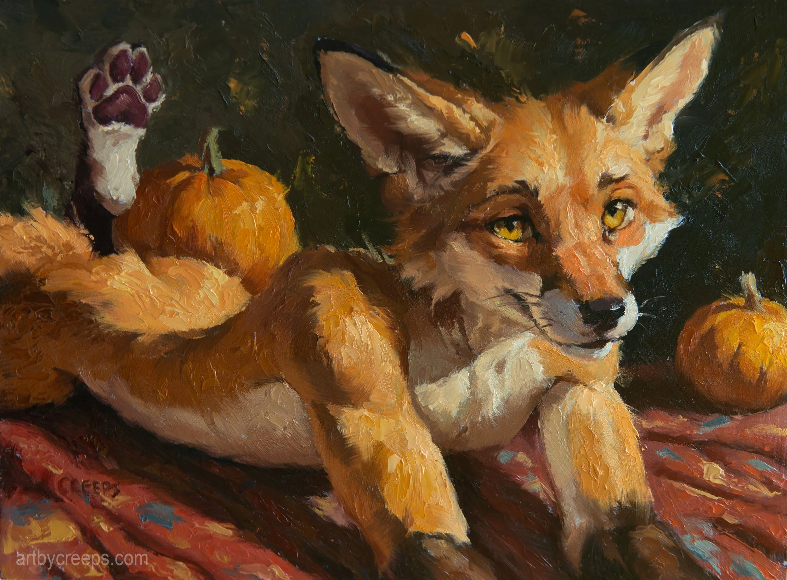Fox and Pumpkins Print