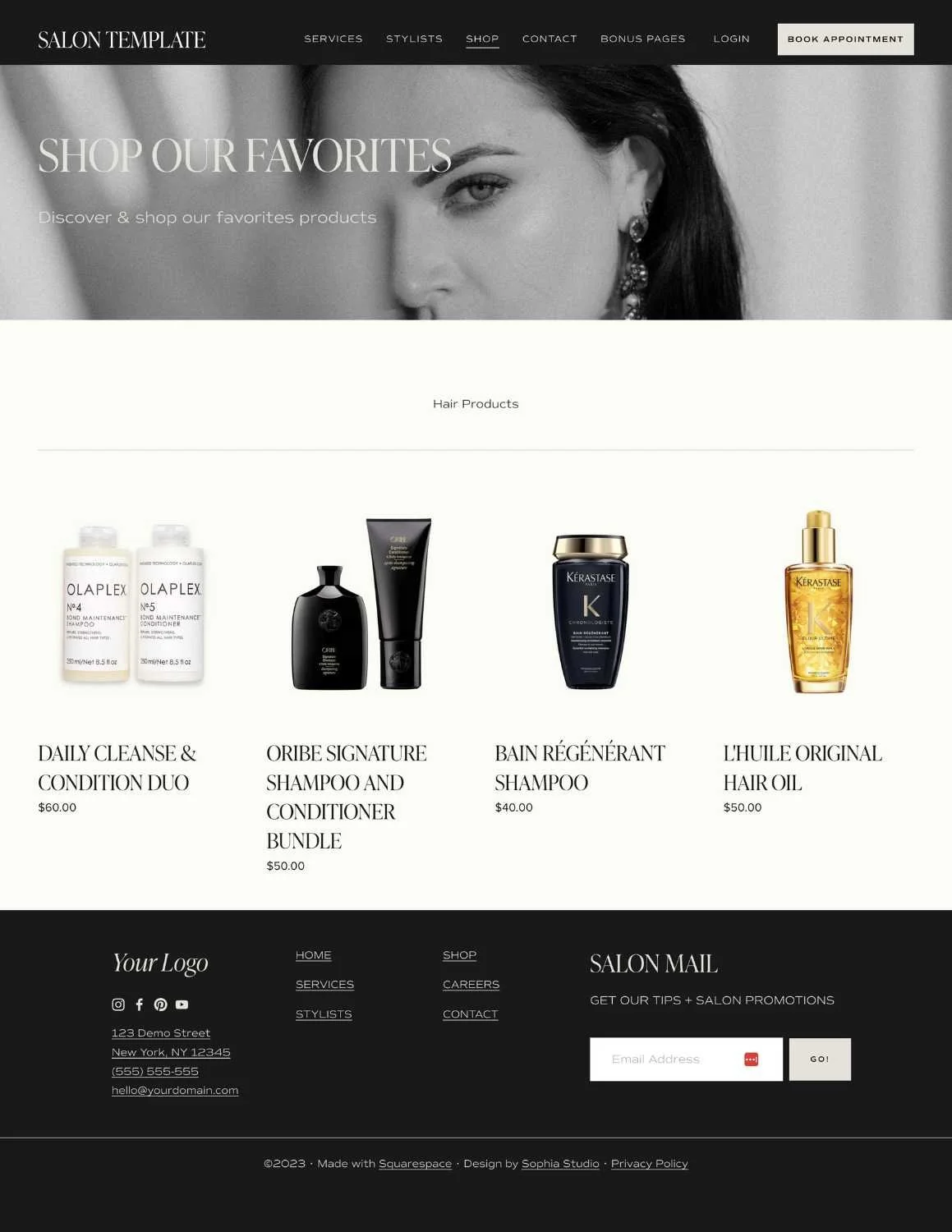Squarespace Salon Template